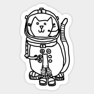 Space Captain Yellow Cat Astronaut Outline Sticker